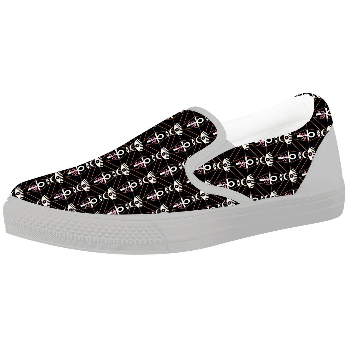 Eye Of Horus Egyptian Print Pattern White Slip On Shoes-grizzshop