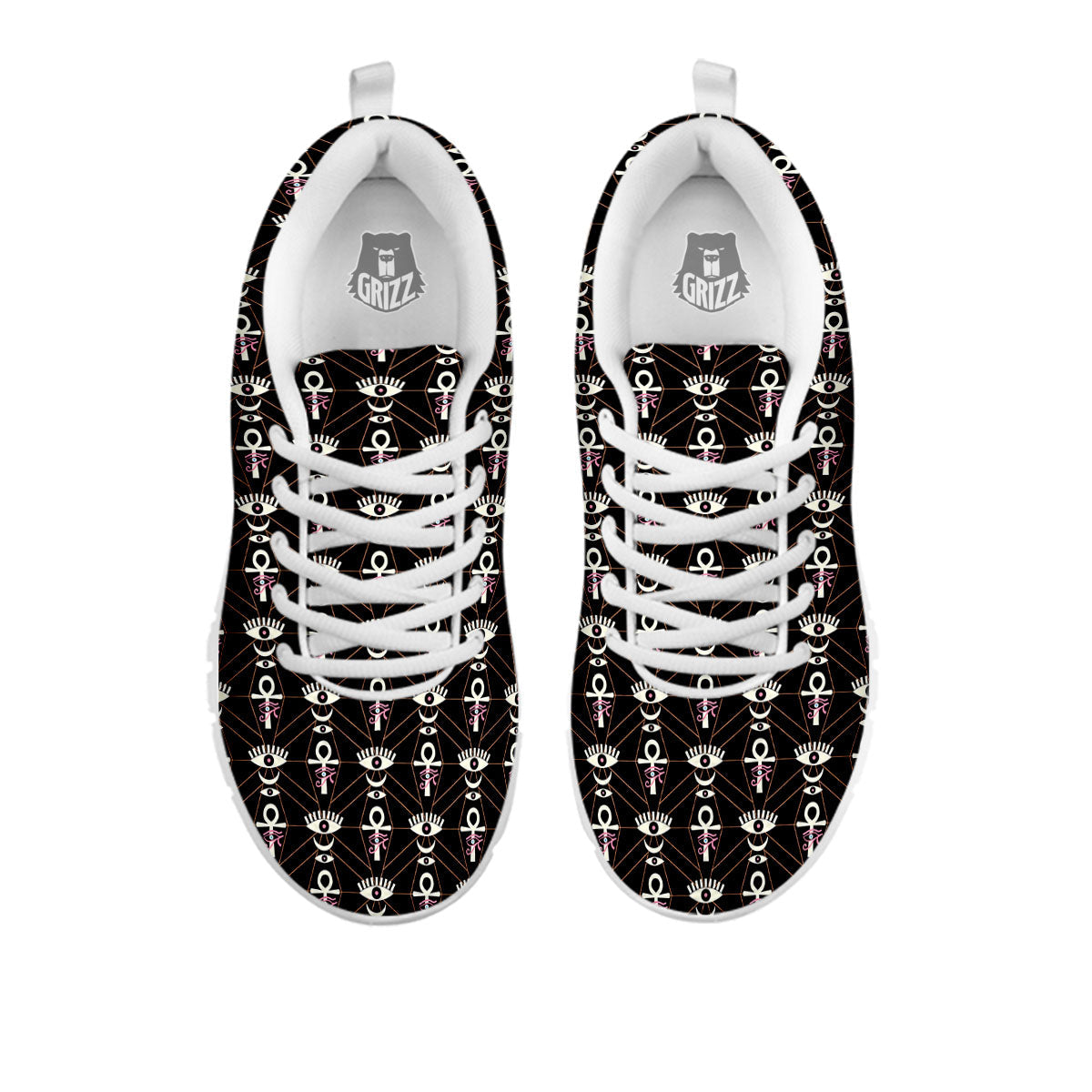 Eye Of Horus Egyptian Print Pattern White Sneaker-grizzshop