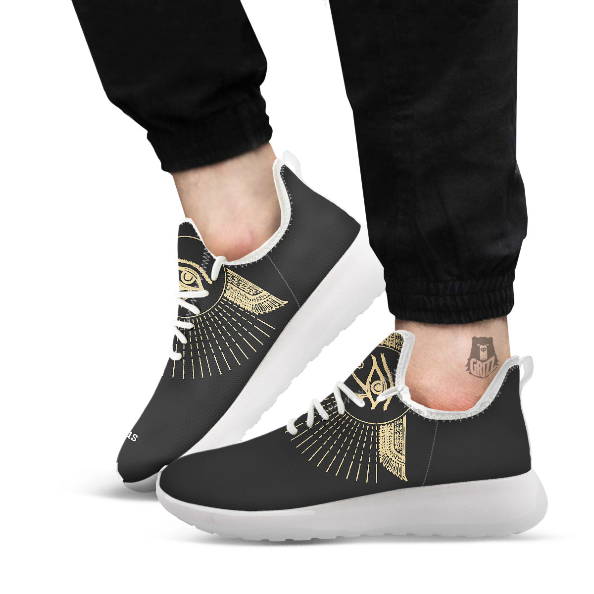 Eye Of Horus Egyptian Print White Athletic Shoes-grizzshop