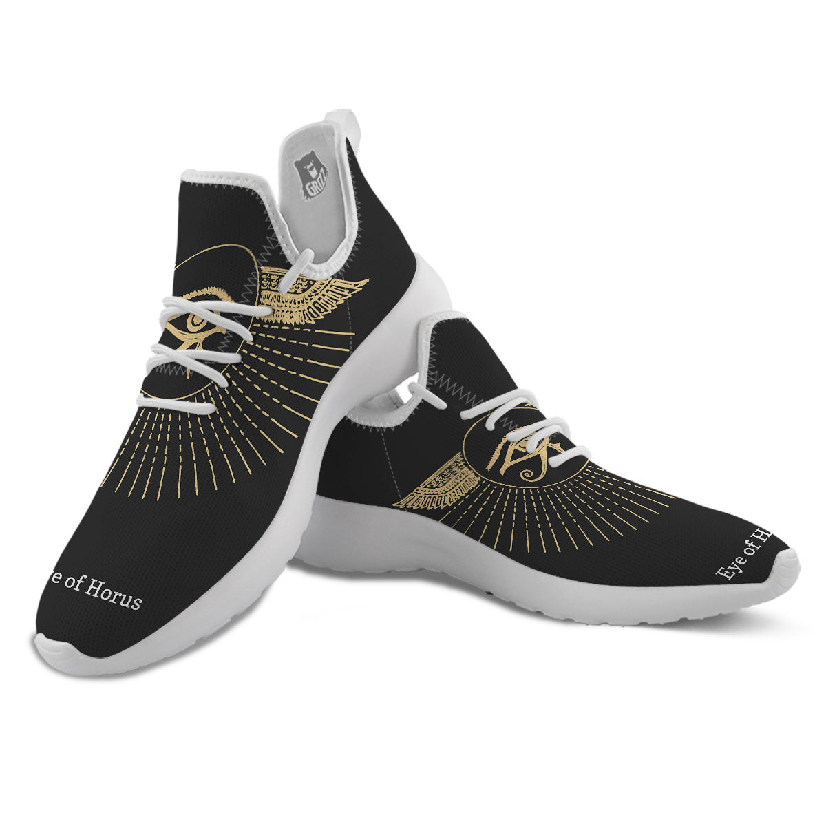 Eye Of Horus Egyptian Print White Athletic Shoes-grizzshop