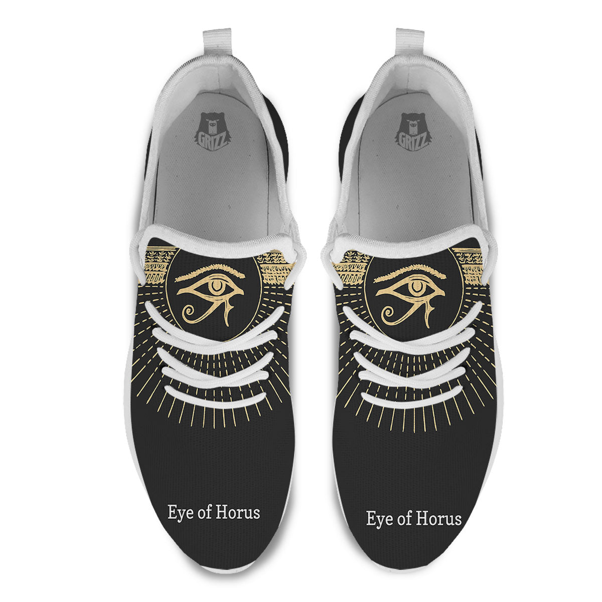 Eye Of Horus Egyptian Print White Athletic Shoes-grizzshop