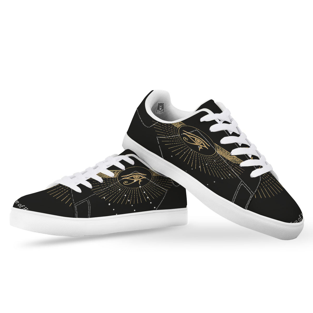 Eye Of Horus Egyptian Print White Low Top Sneakers-grizzshop