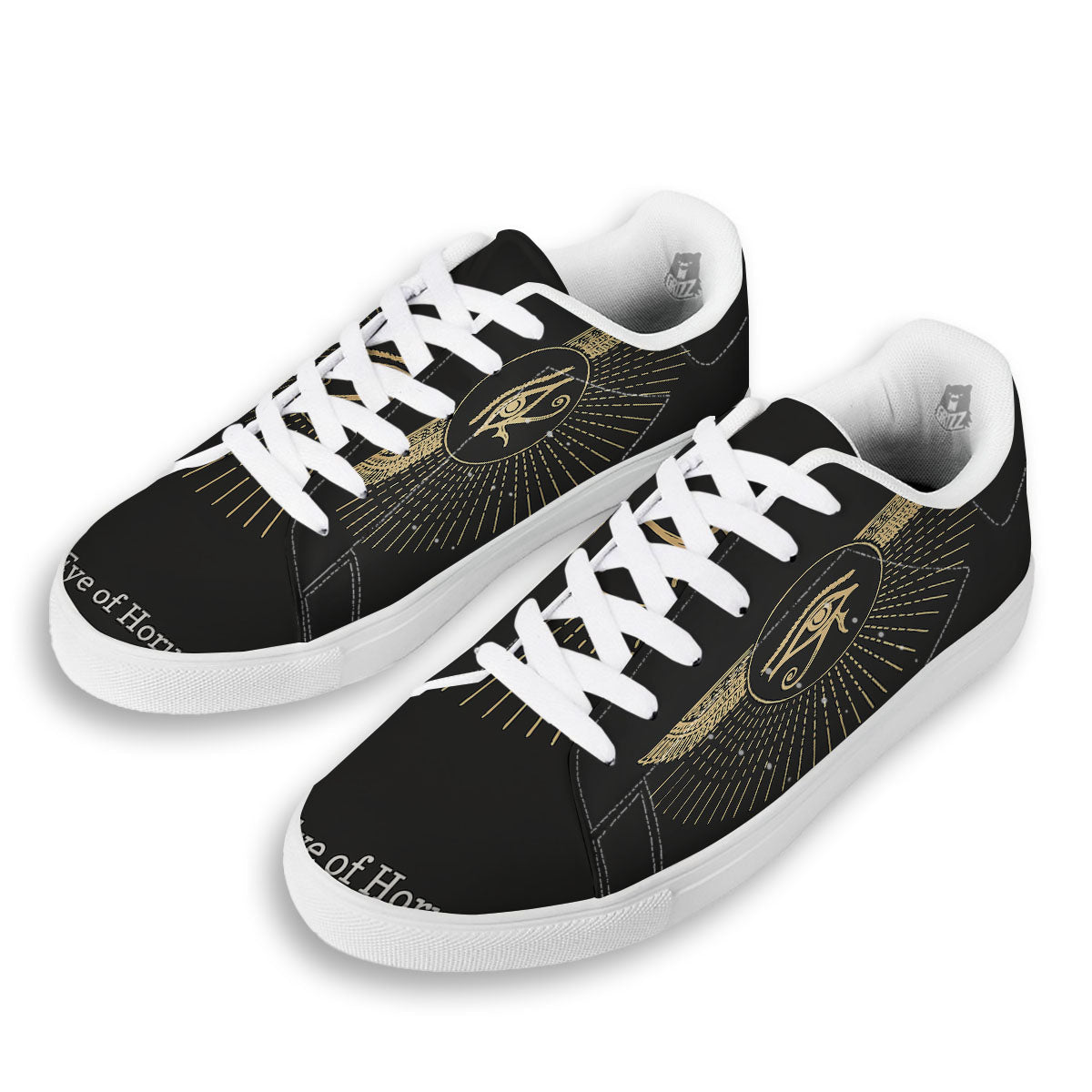 Eye Of Horus Egyptian Print White Low Top Sneakers-grizzshop