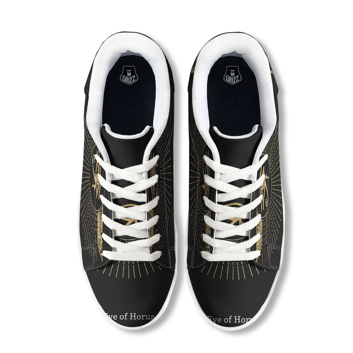 Eye Of Horus Egyptian Print White Low Top Sneakers-grizzshop