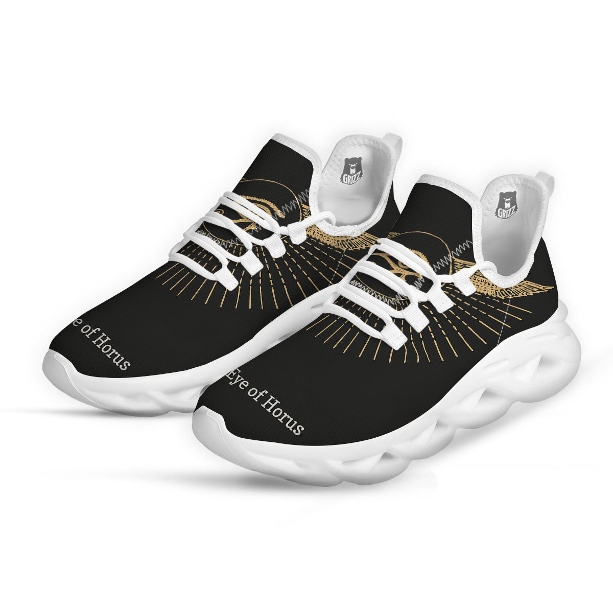 Eye Of Horus Egyptian Print White Running Shoes-grizzshop