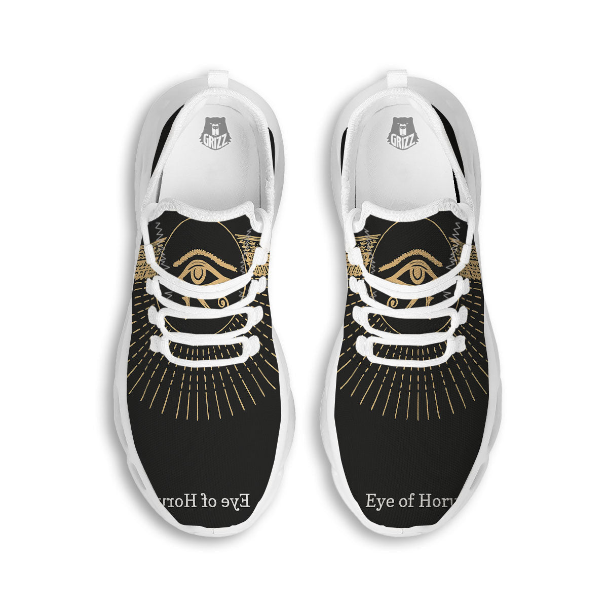 Eye Of Horus Egyptian Print White Running Shoes-grizzshop