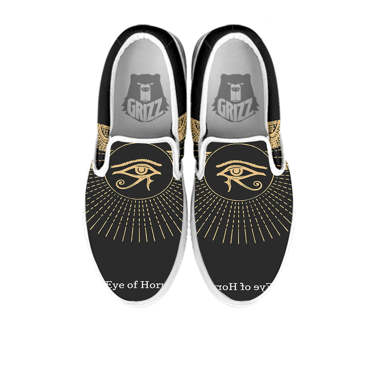Eye Of Horus Egyptian Print White Slip On Shoes-grizzshop
