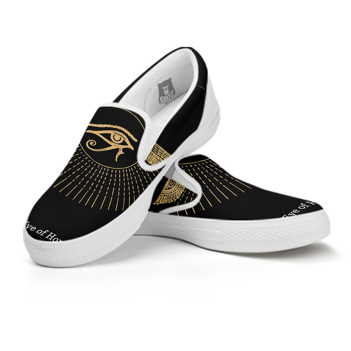 Eye Of Horus Egyptian Print White Slip On Shoes-grizzshop