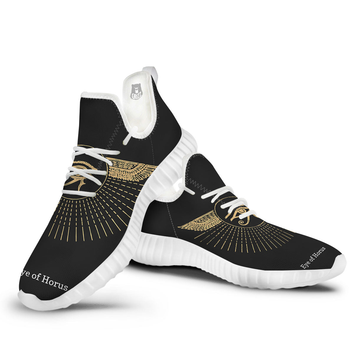Eye Of Horus Egyptian Print White Walking Shoes-grizzshop