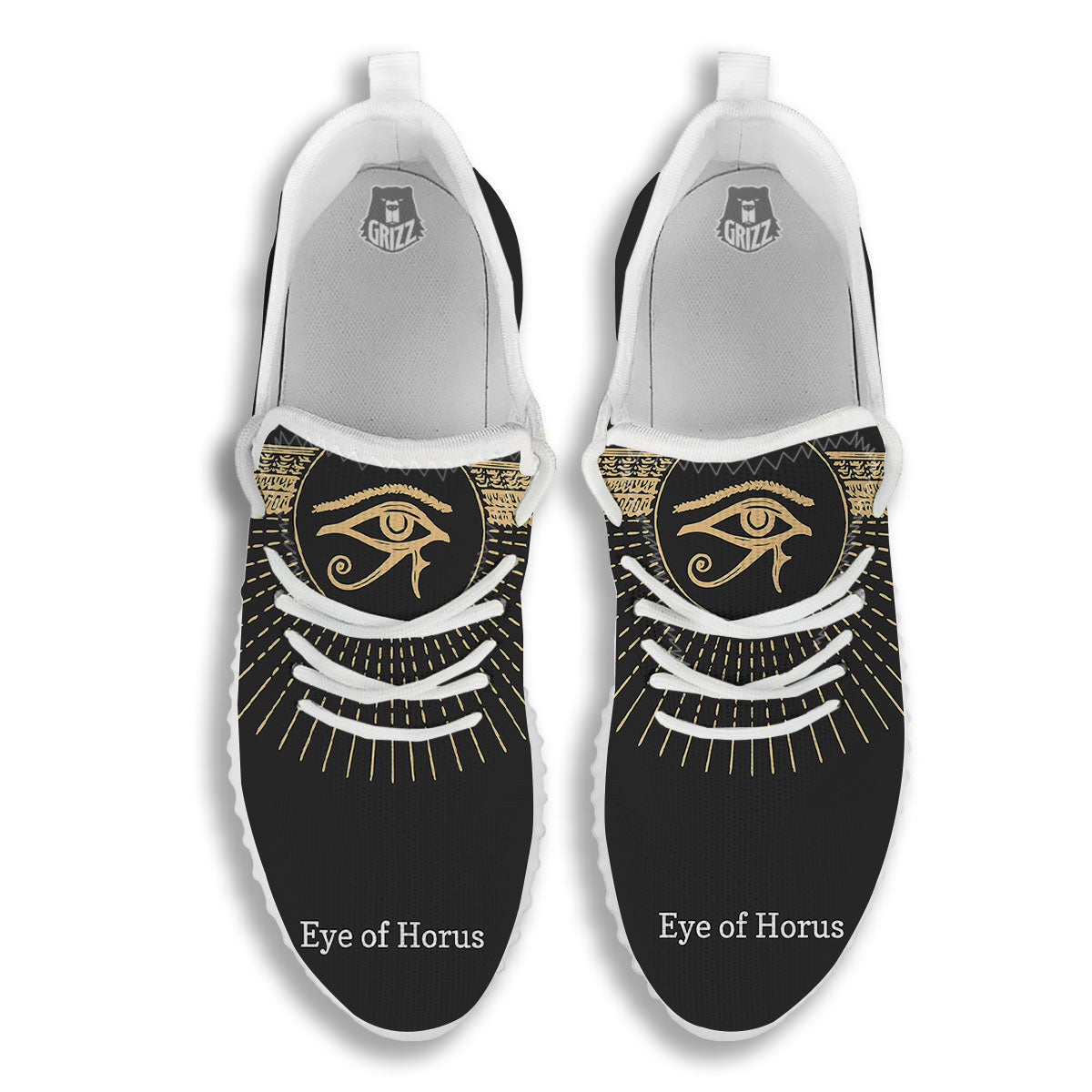 Eye Of Horus Egyptian Print White Walking Shoes-grizzshop