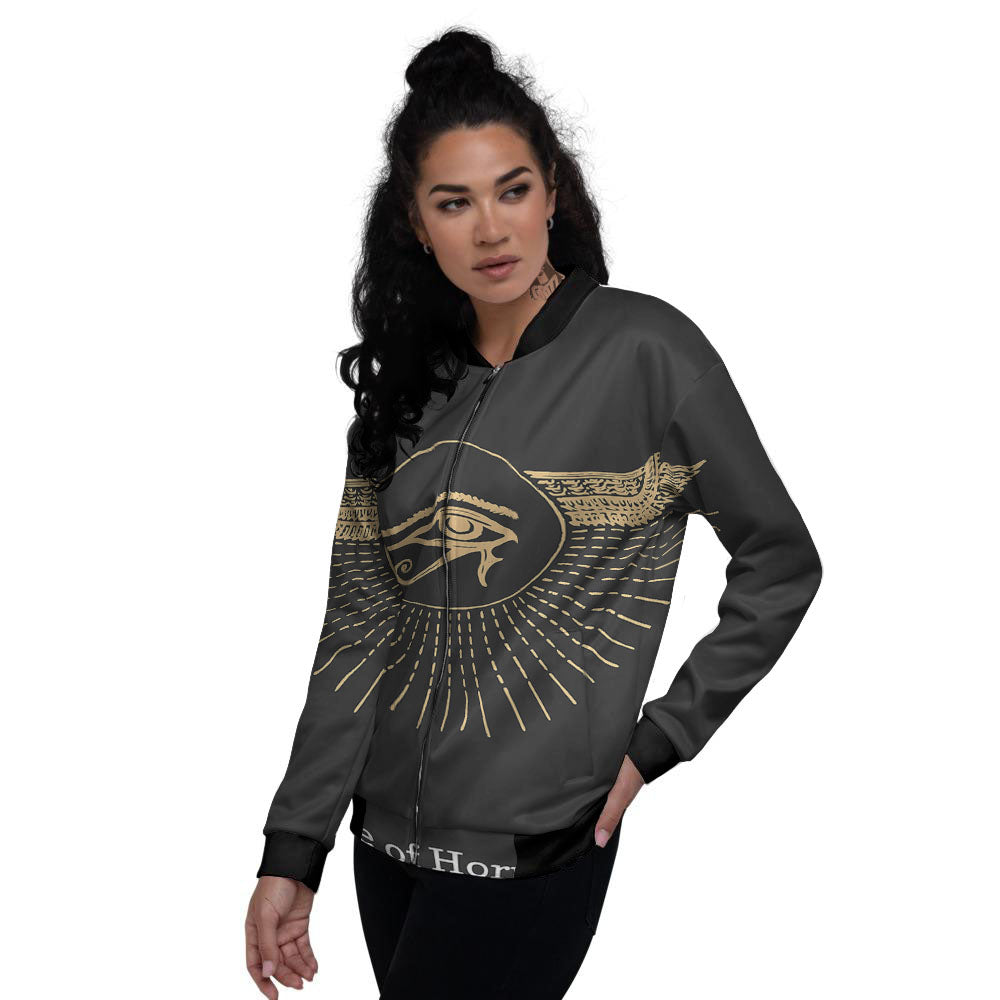 Eye Of Horus Egyptian Print Women's Bomber Jacket-grizzshop