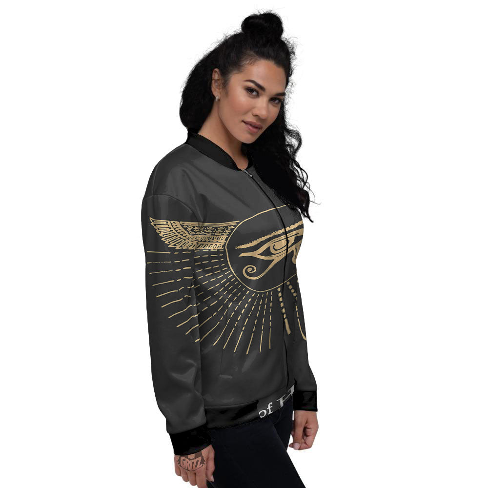 Eye Of Horus Egyptian Print Women's Bomber Jacket-grizzshop