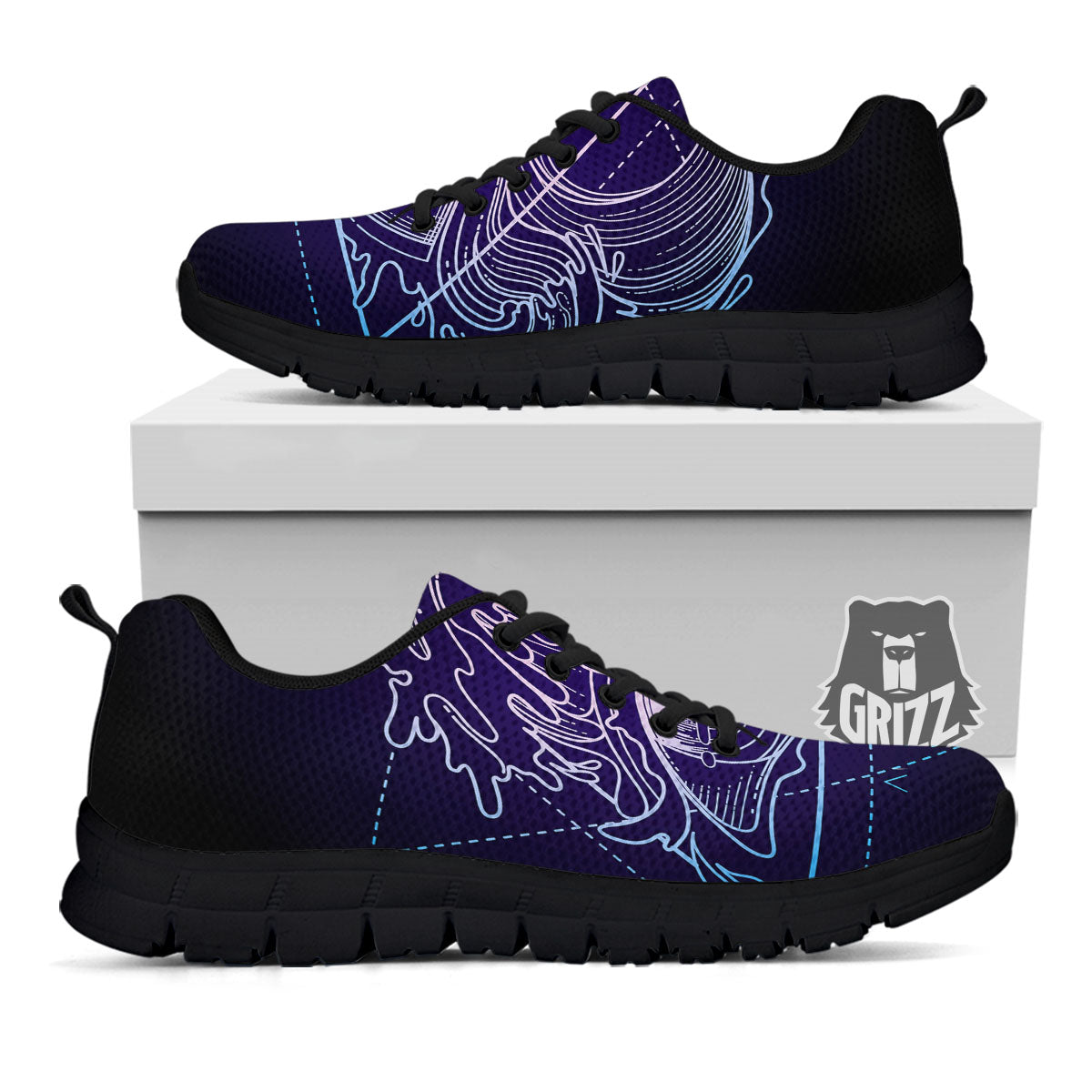 Eye Of Providence Black Purple Print Black Sneaker-grizzshop