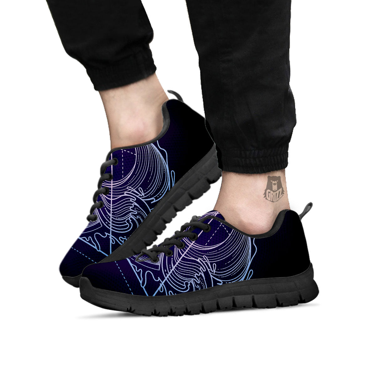 Eye Of Providence Black Purple Print Black Sneaker-grizzshop