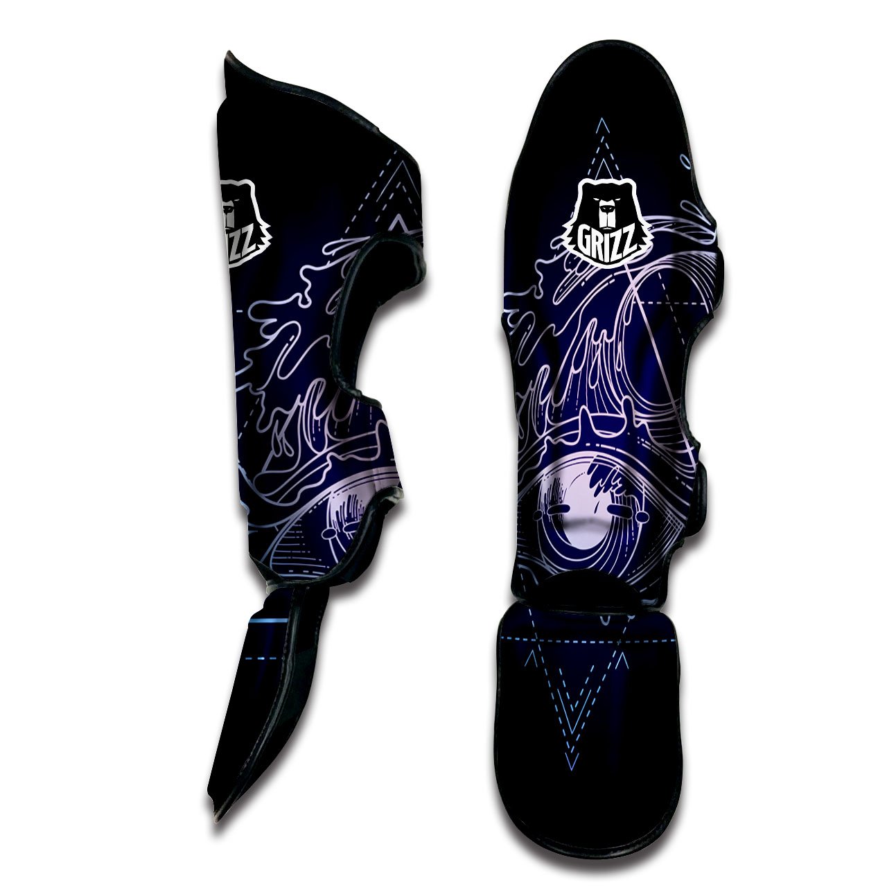 Eye Of Providence Black Purple Print Muay Thai Shin Guards-grizzshop