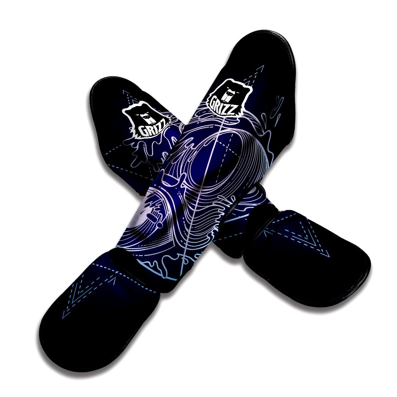 Eye Of Providence Black Purple Print Muay Thai Shin Guards-grizzshop