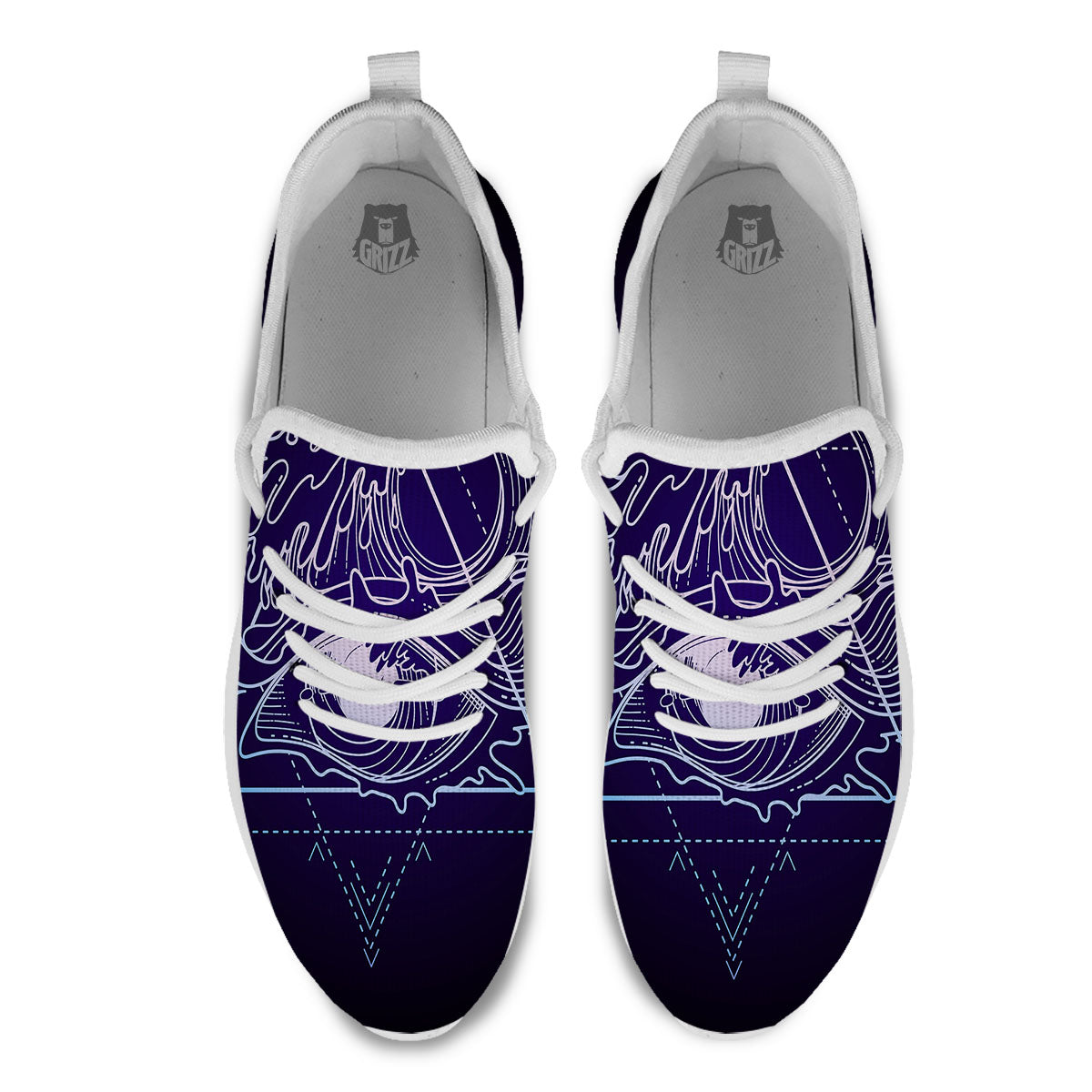 Eye Of Providence Black Purple Print White Athletic Shoes-grizzshop