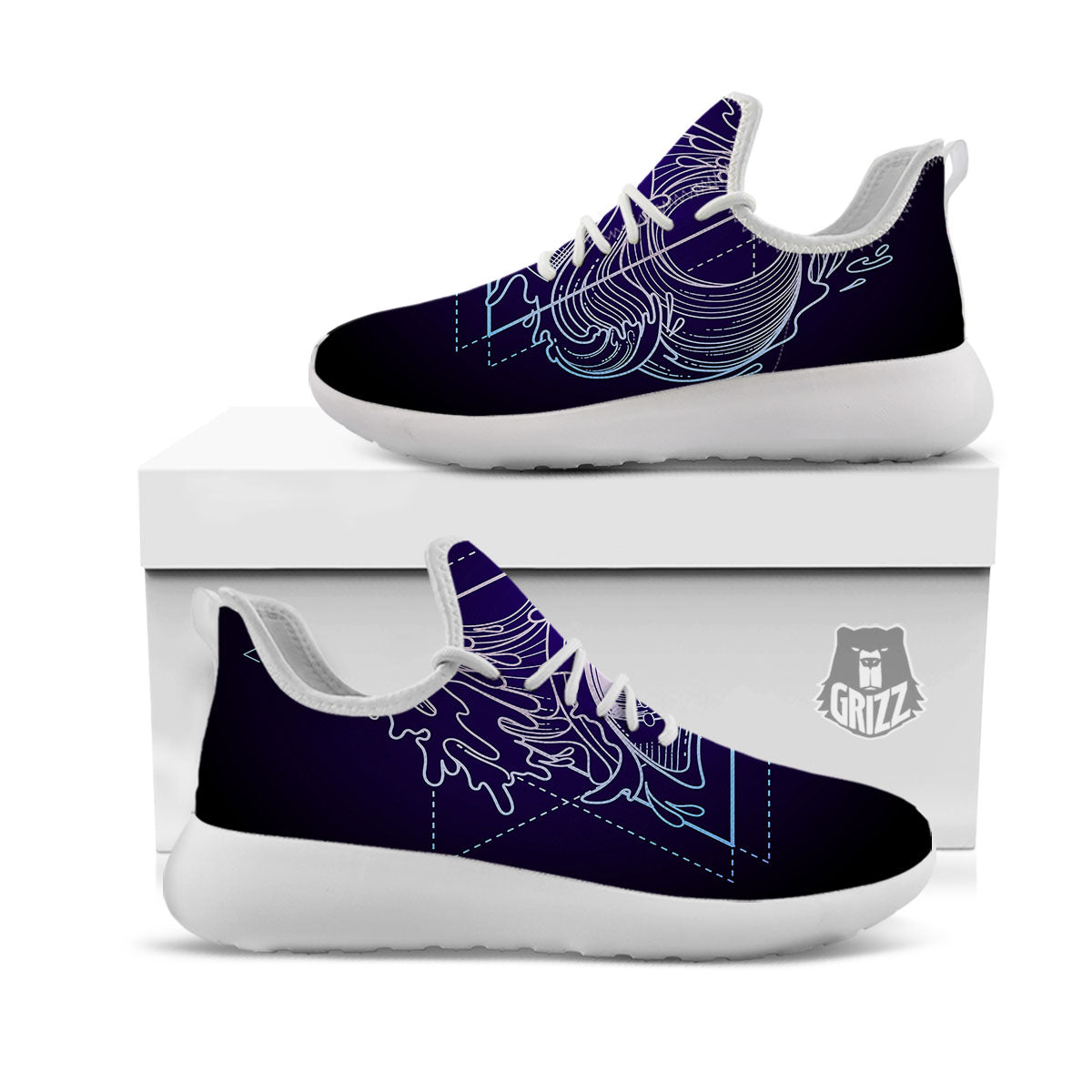 Eye Of Providence Black Purple Print White Athletic Shoes-grizzshop