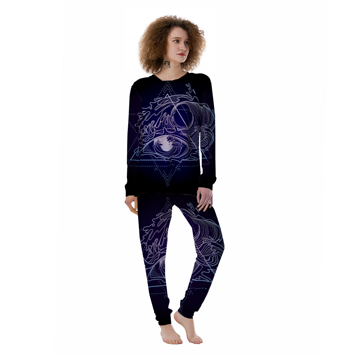 Eye Of Providence Black Purple Print Women's Pajamas-grizzshop