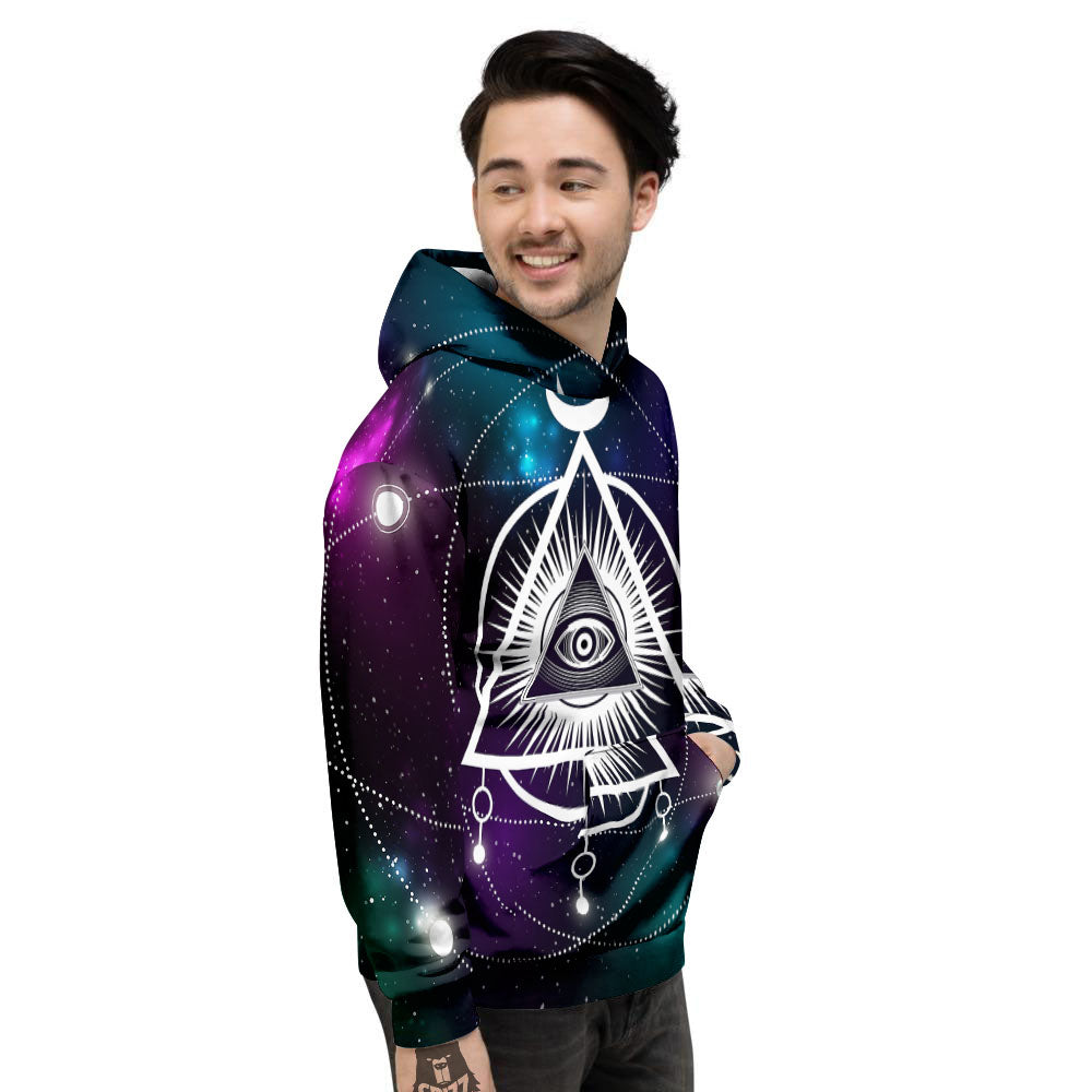 Eye Of Providence Galaxy Print Men's Hoodie-grizzshop