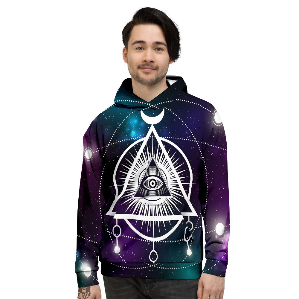 Eye Of Providence Galaxy Print Men's Hoodie-grizzshop