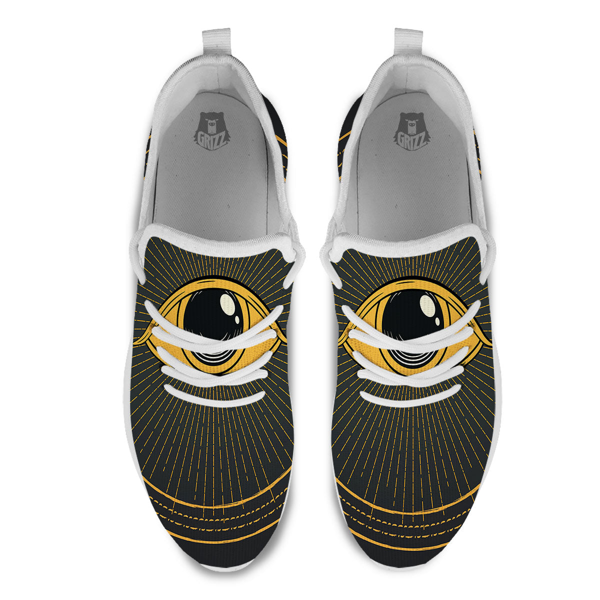 Eye Of Providence Illuminati Print White Athletic Shoes-grizzshop