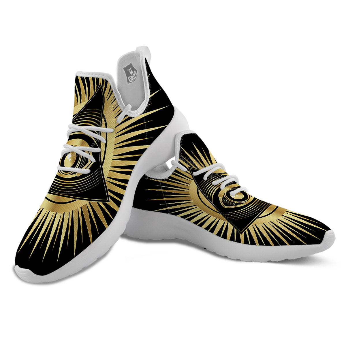 Eye Of Providence Symbol Illuminati Print White Athletic Shoes-grizzshop