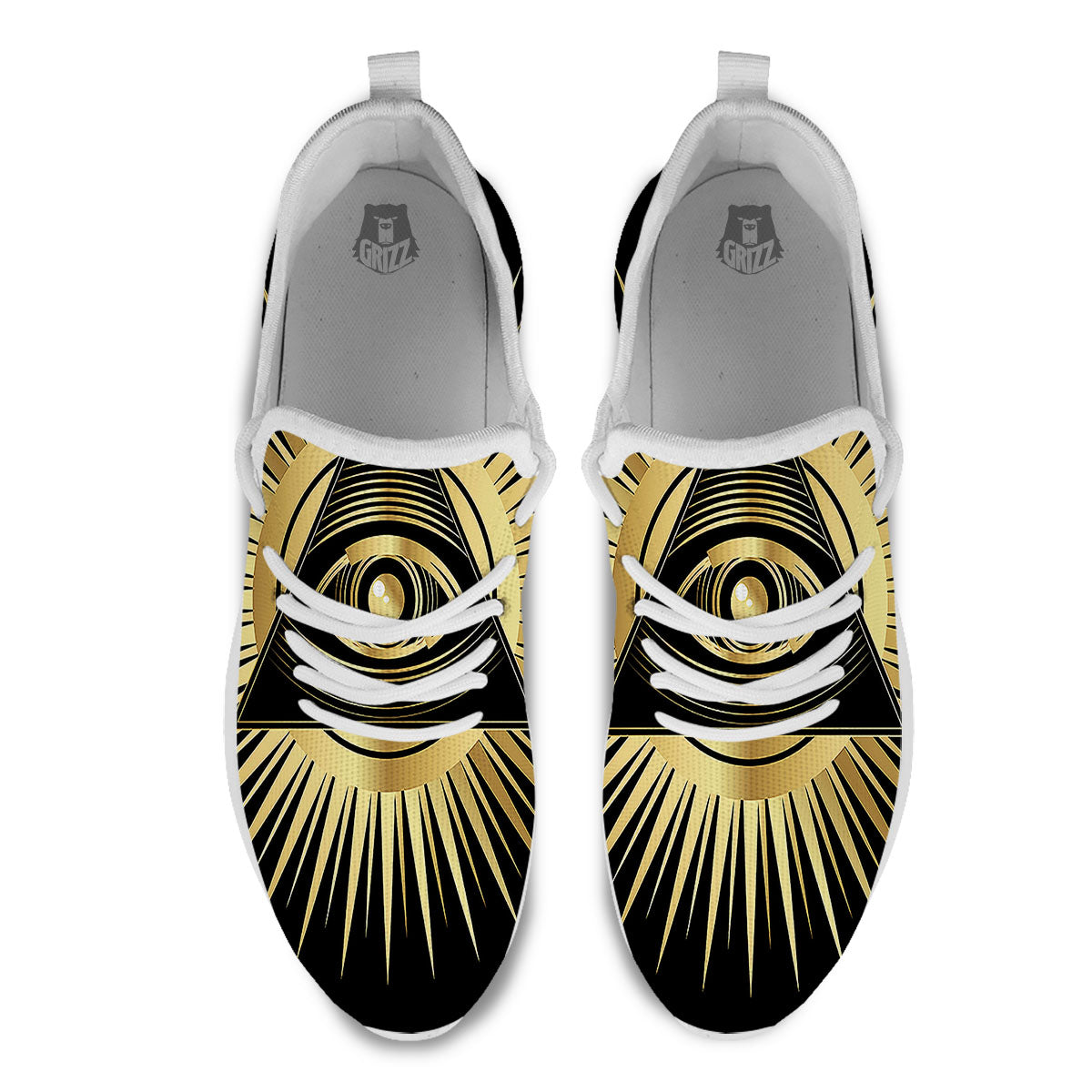 Eye Of Providence Symbol Illuminati Print White Athletic Shoes-grizzshop