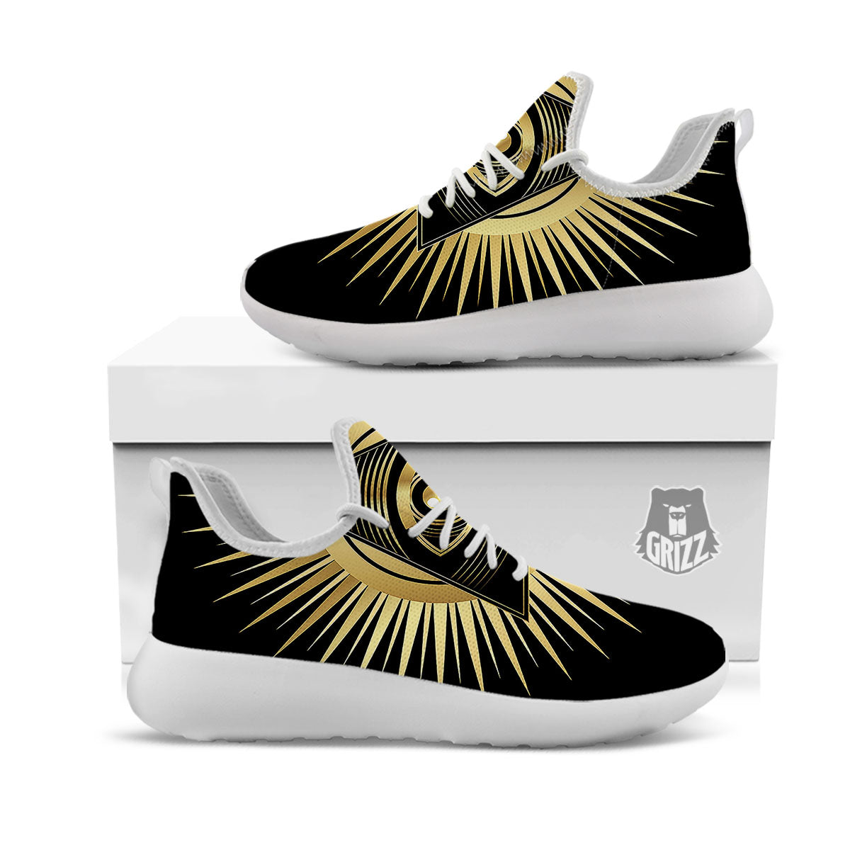 Eye Of Providence Symbol Illuminati Print White Athletic Shoes-grizzshop