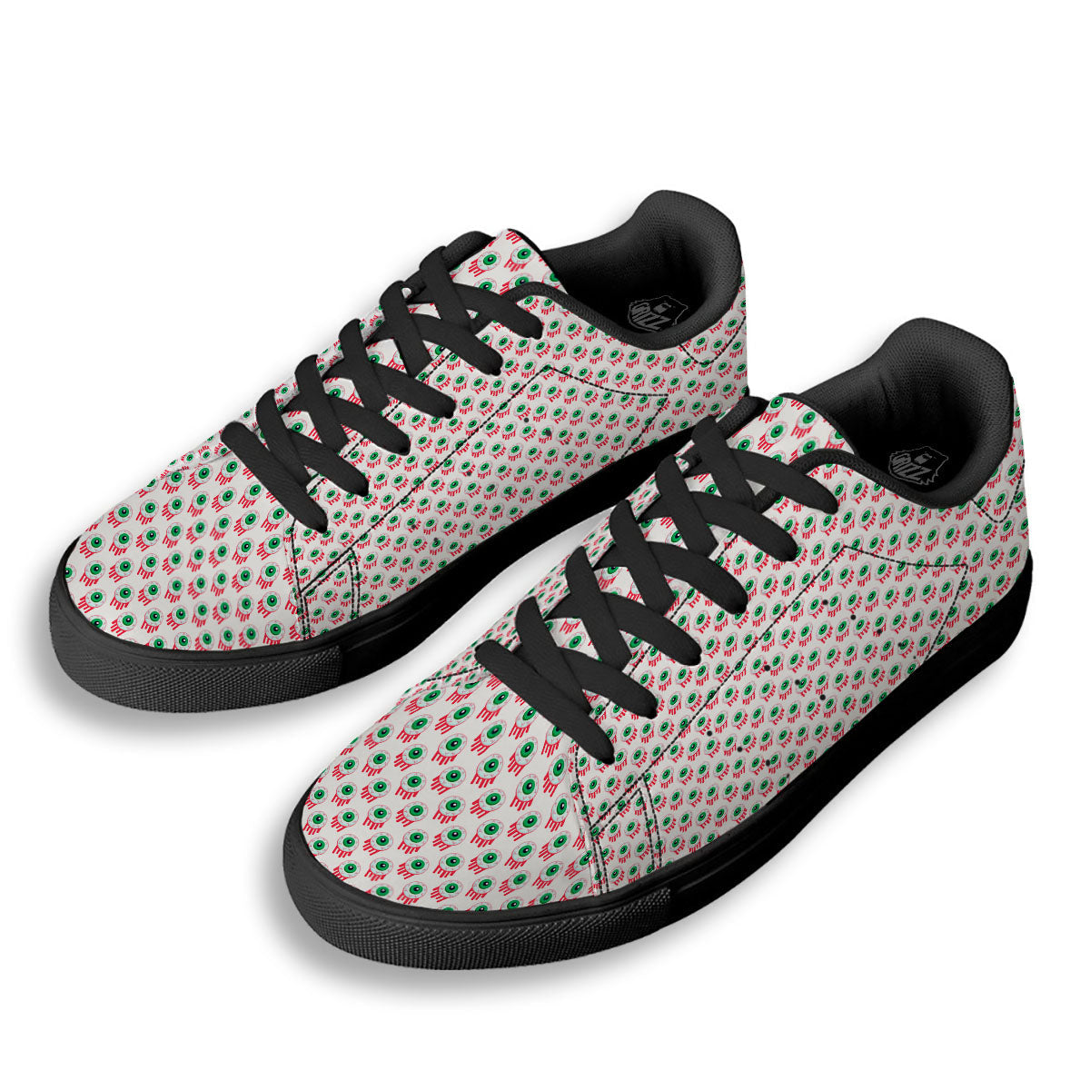 Eyeball Bloody Print Pattern Black Low Top Sneakers-grizzshop