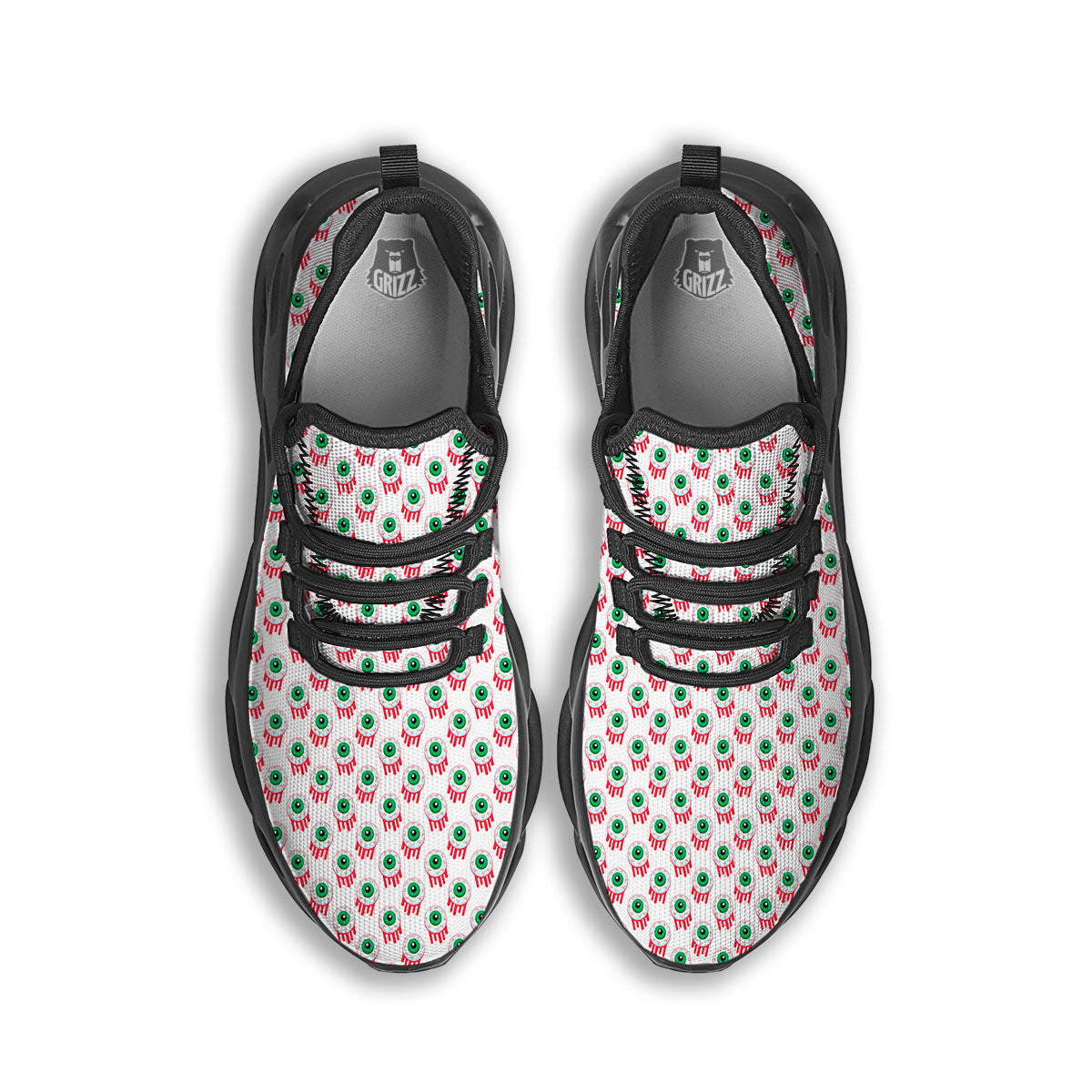 Eyeball Bloody Print Pattern Black Running Shoes-grizzshop