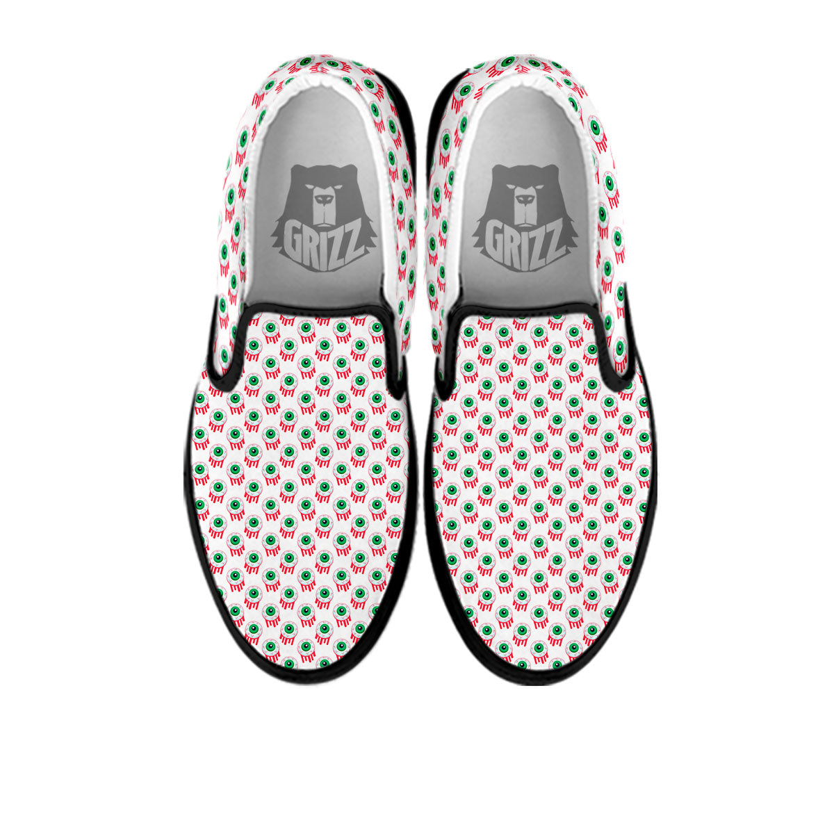 Eyeball Bloody Print Pattern Black Slip On Shoes-grizzshop