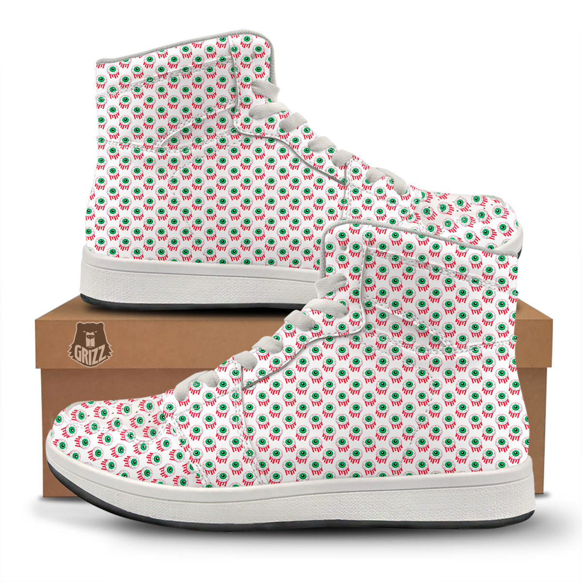 Eyeball Bloody Print Pattern High Top Sneakers-grizzshop
