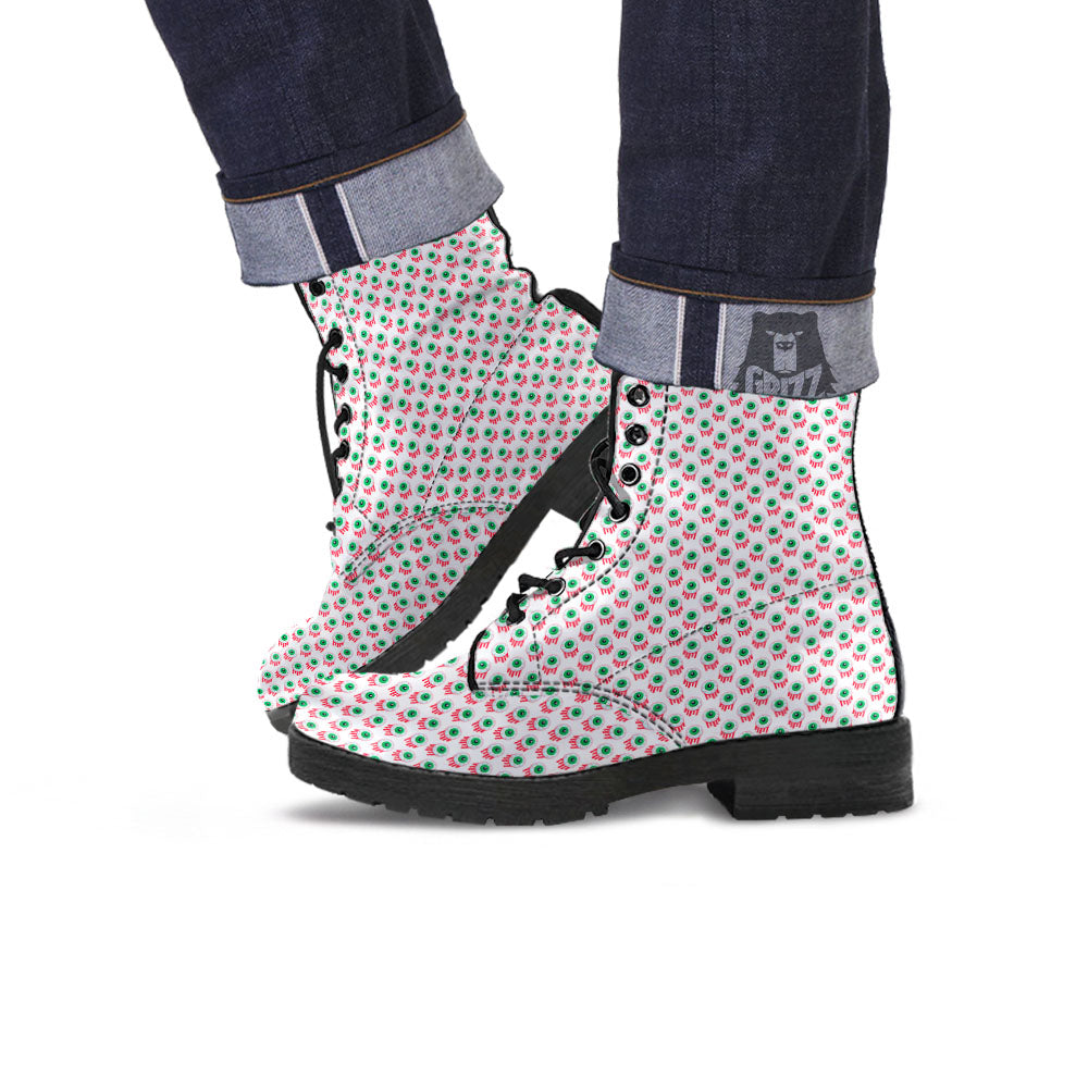 Eyeball Bloody Print Pattern Leather Boots-grizzshop