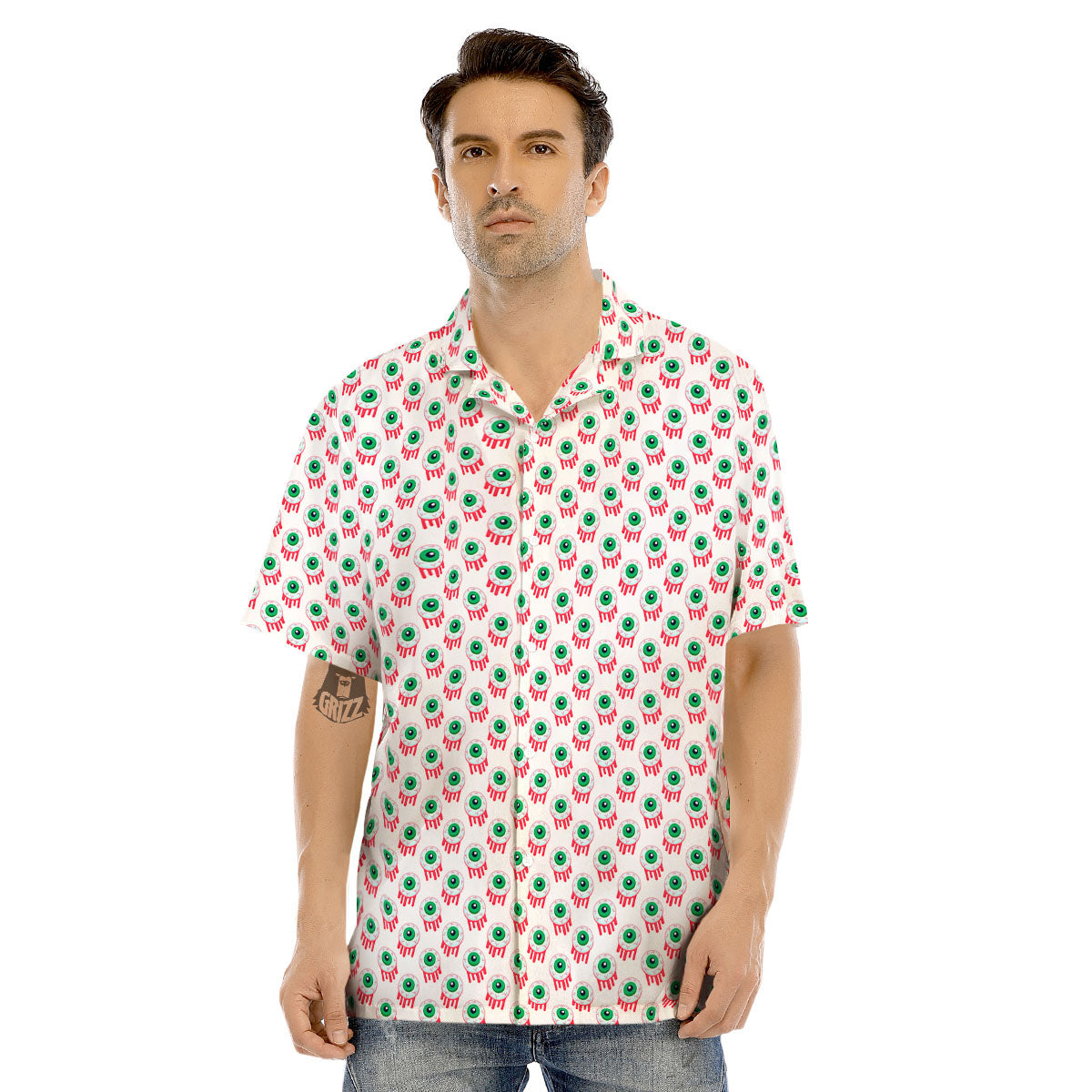 Eyeball Bloody Print Pattern Men's Hawaiian Shirt-grizzshop