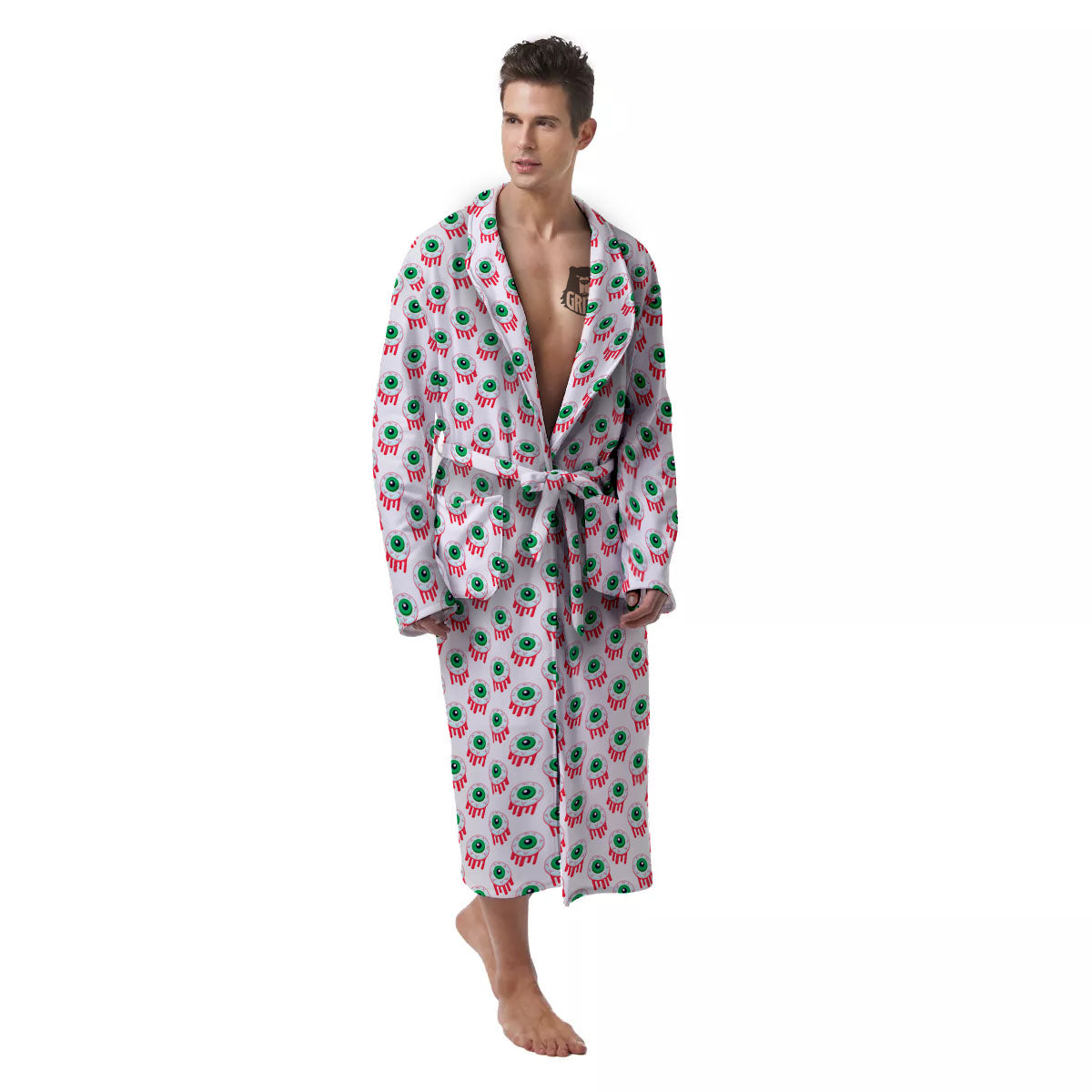 Eyeball Bloody Print Pattern Men's Robe-grizzshop