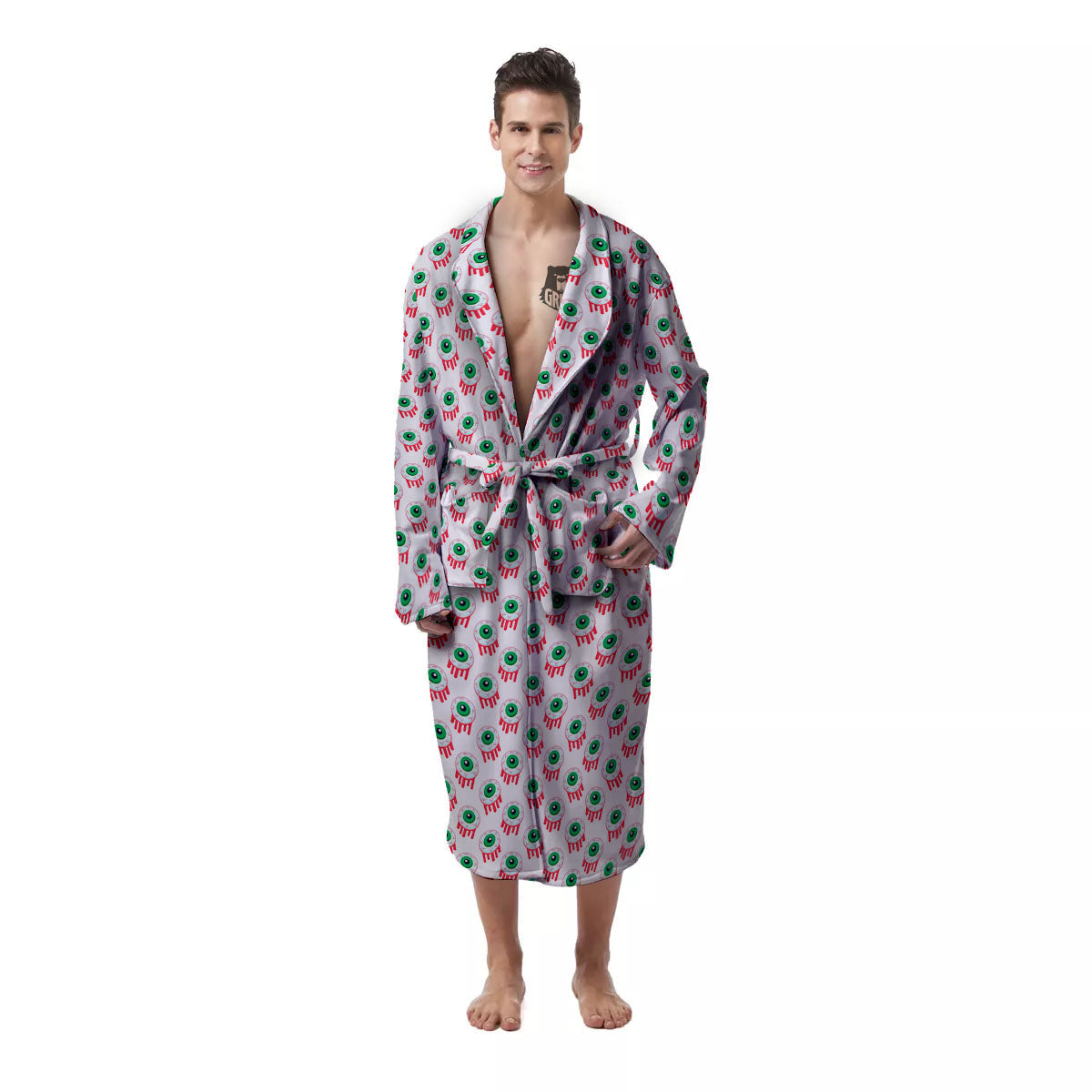 Eyeball Bloody Print Pattern Men's Robe-grizzshop