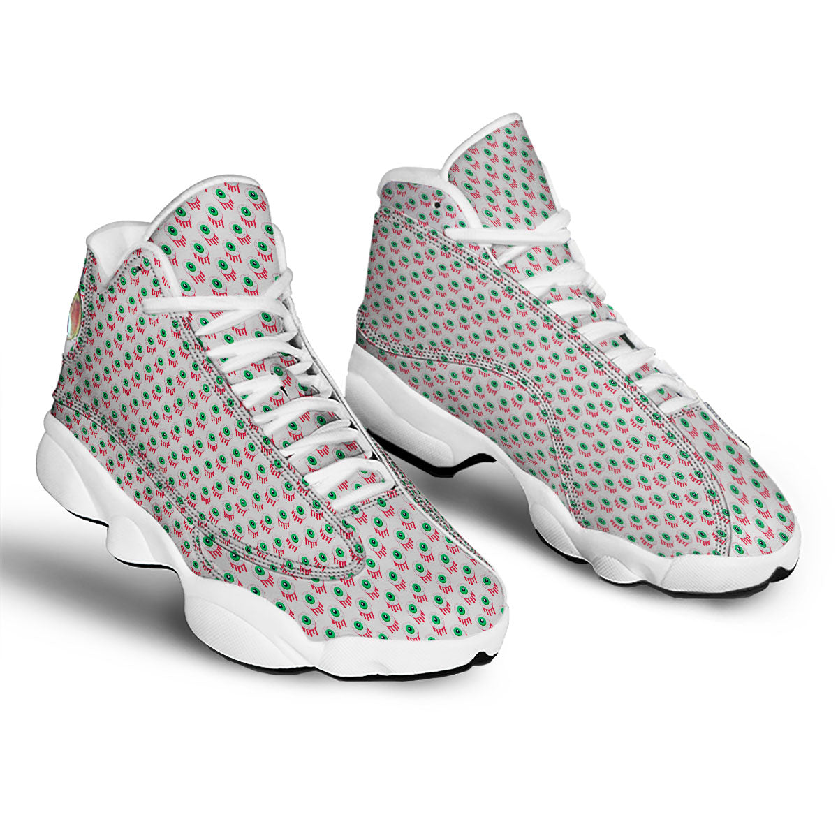Eyeball Bloody Print Pattern White Basketball Shoes-grizzshop