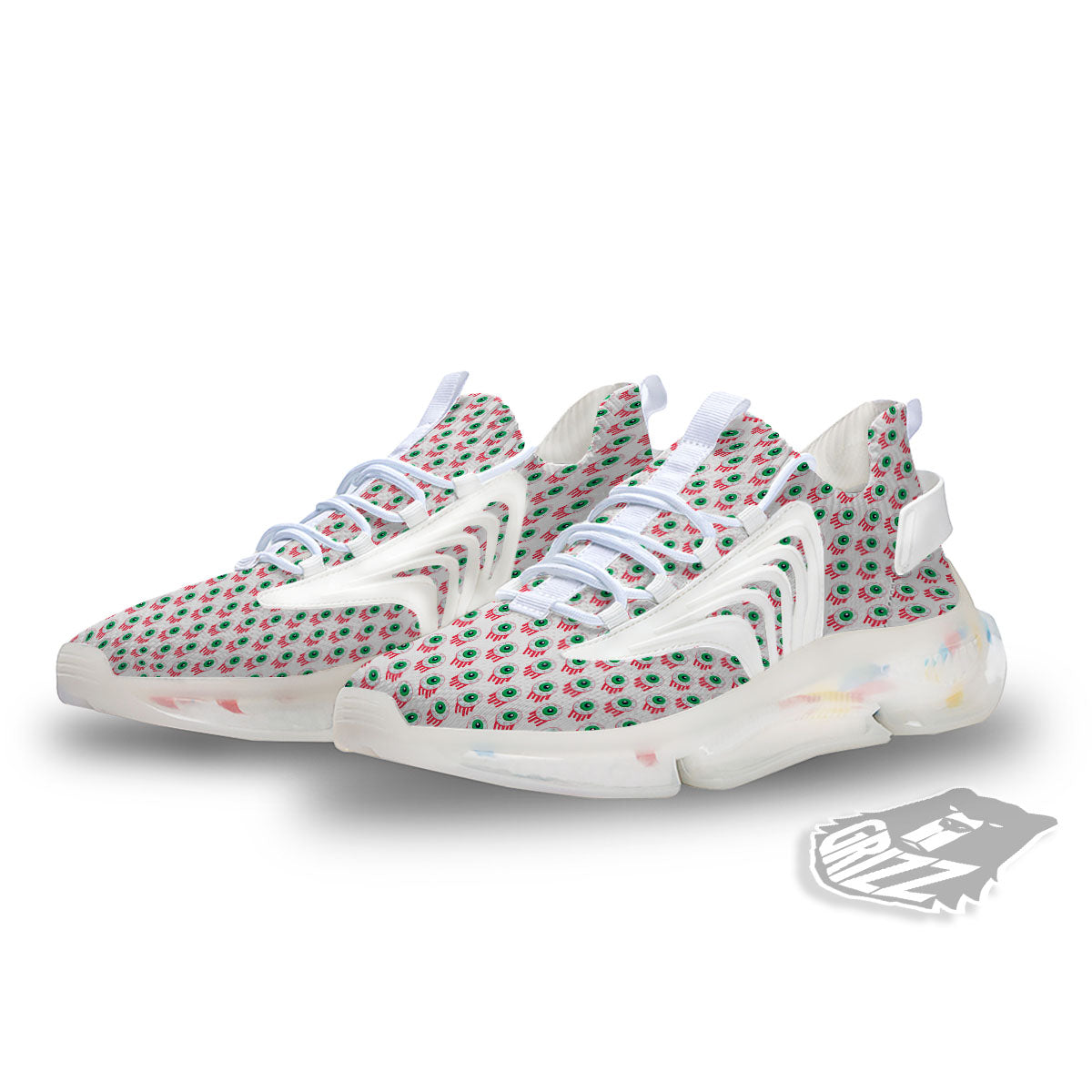 Eyeball Bloody Print Pattern White Gym Shoes-grizzshop