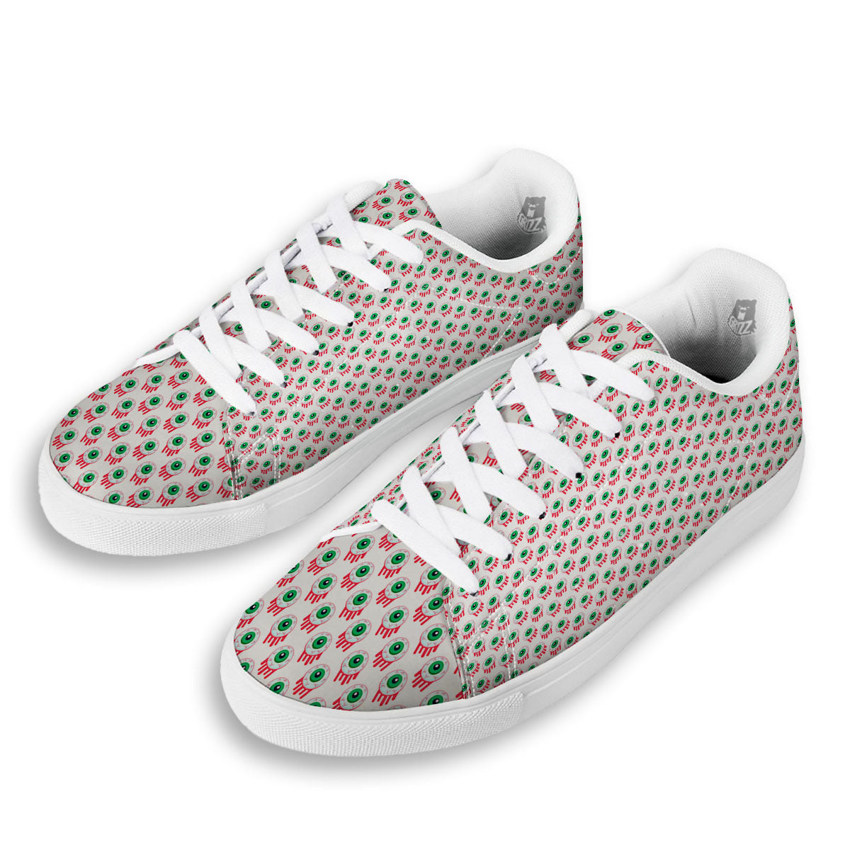 Eyeball Bloody Print Pattern White Low Top Sneakers-grizzshop
