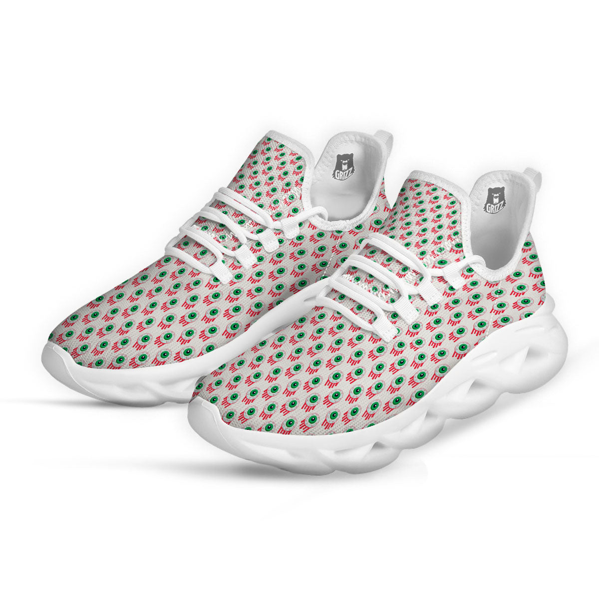 Eyeball Bloody Print Pattern White Running Shoes-grizzshop