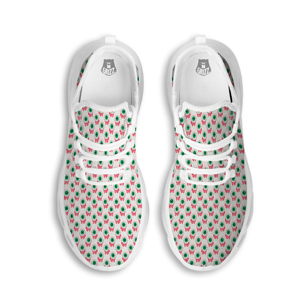 Eyeball Bloody Print Pattern White Running Shoes-grizzshop