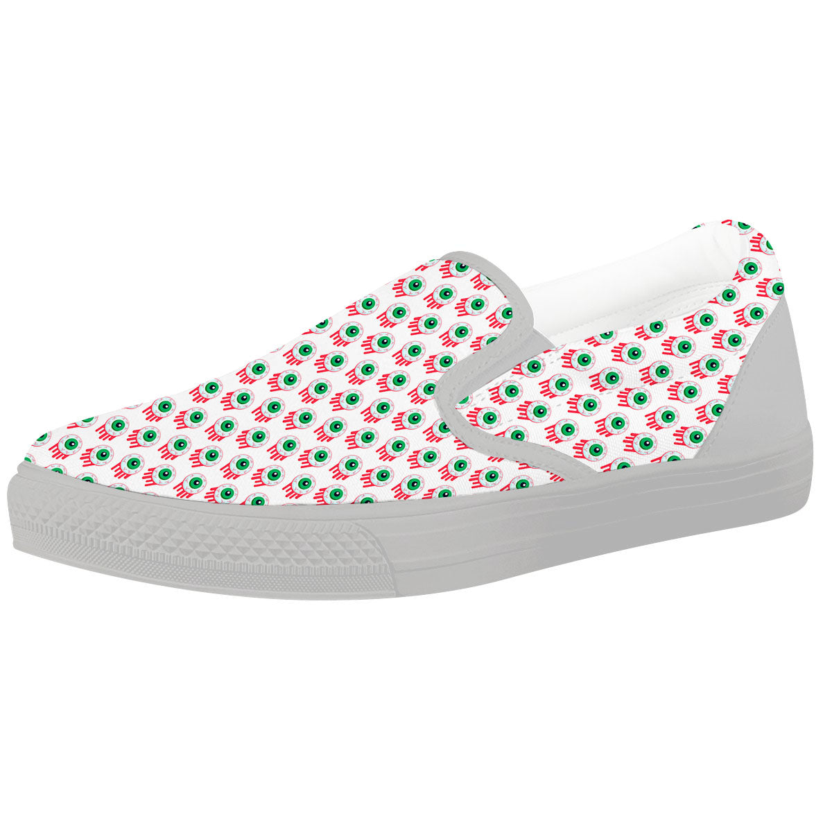 Eyeball Bloody Print Pattern White Slip On Shoes-grizzshop