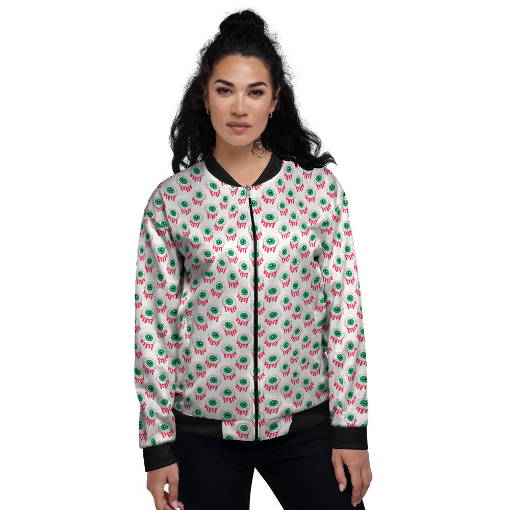 Eyeball Bloody Print Pattern Women's Bomber Jacket-grizzshop