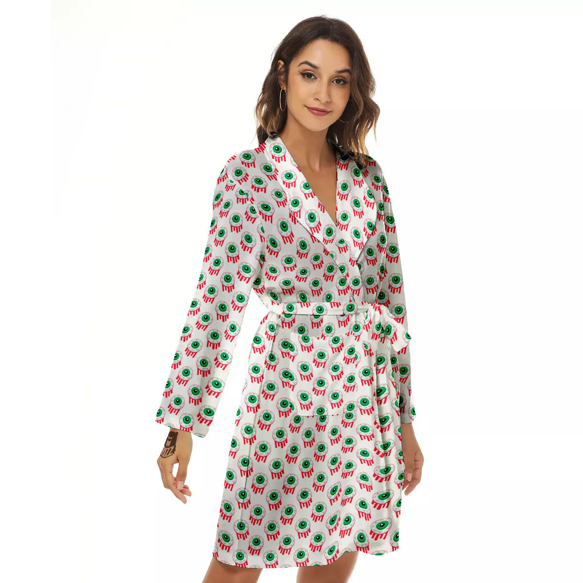 Eyeball Bloody Print Pattern Women's Robe-grizzshop