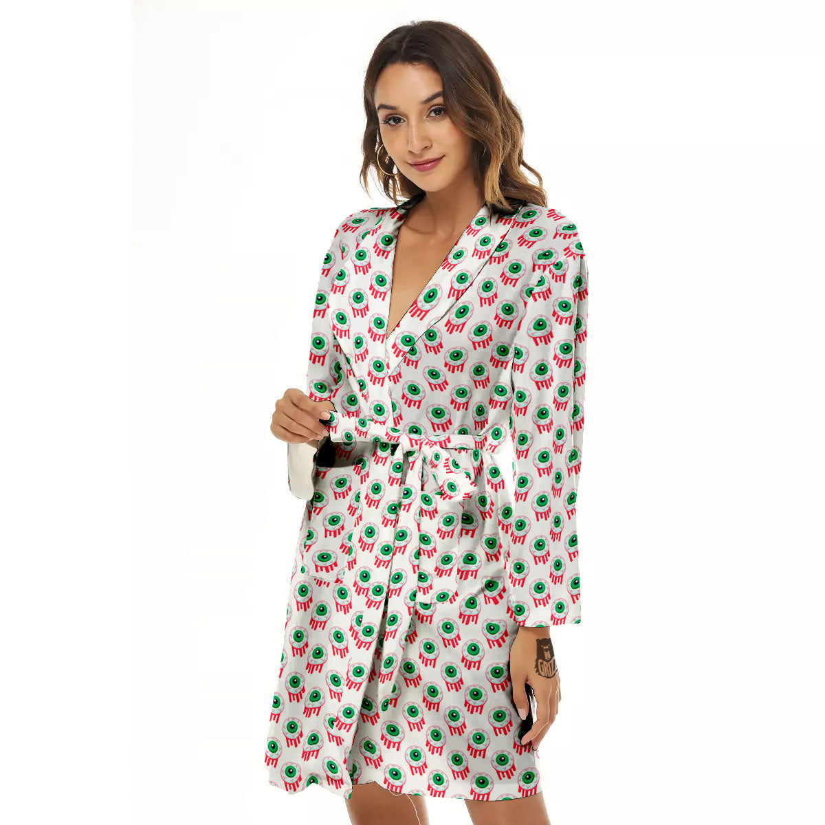 Eyeball Bloody Print Pattern Women's Robe-grizzshop
