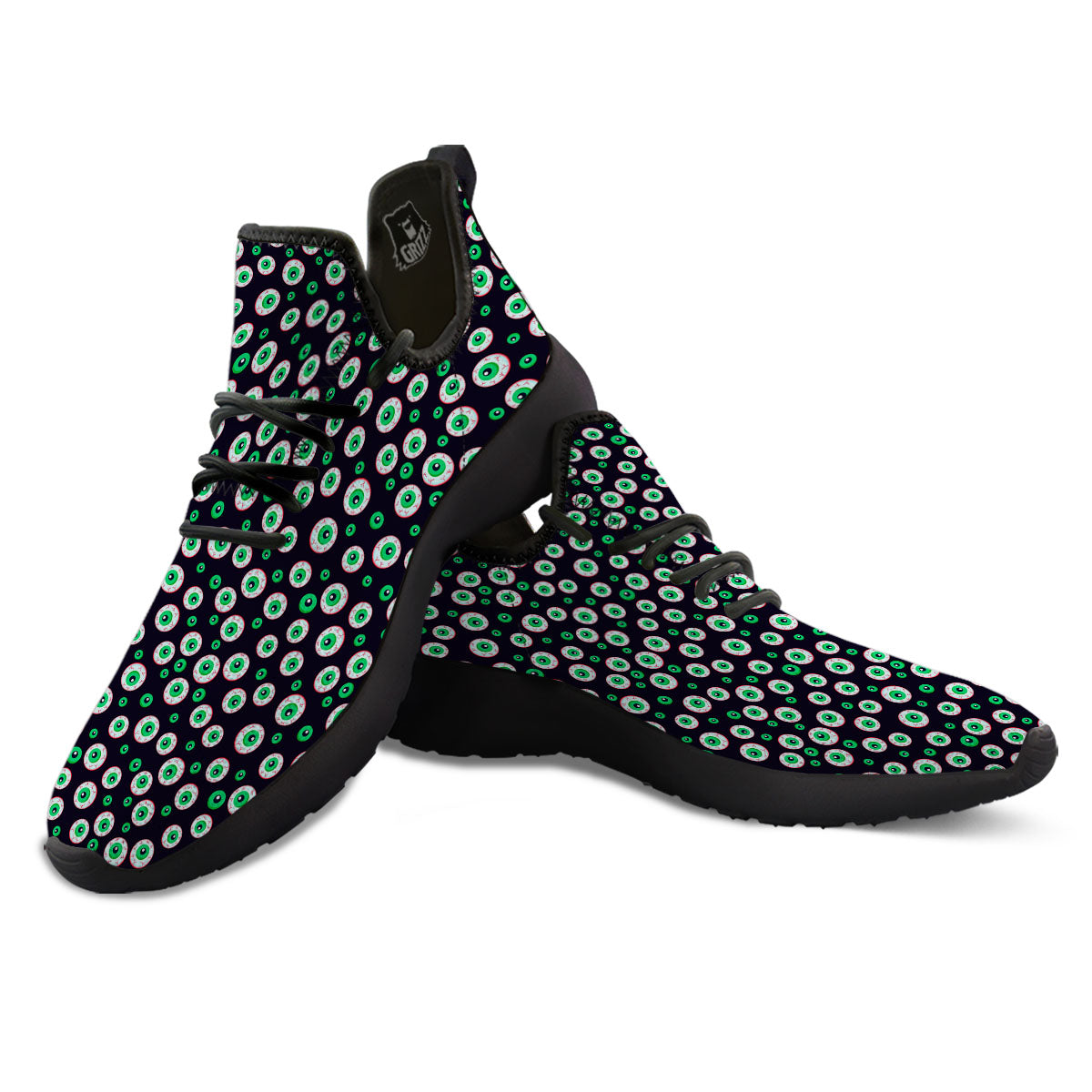 Eyeball Creepy Print Pattern Black Athletic Shoes-grizzshop