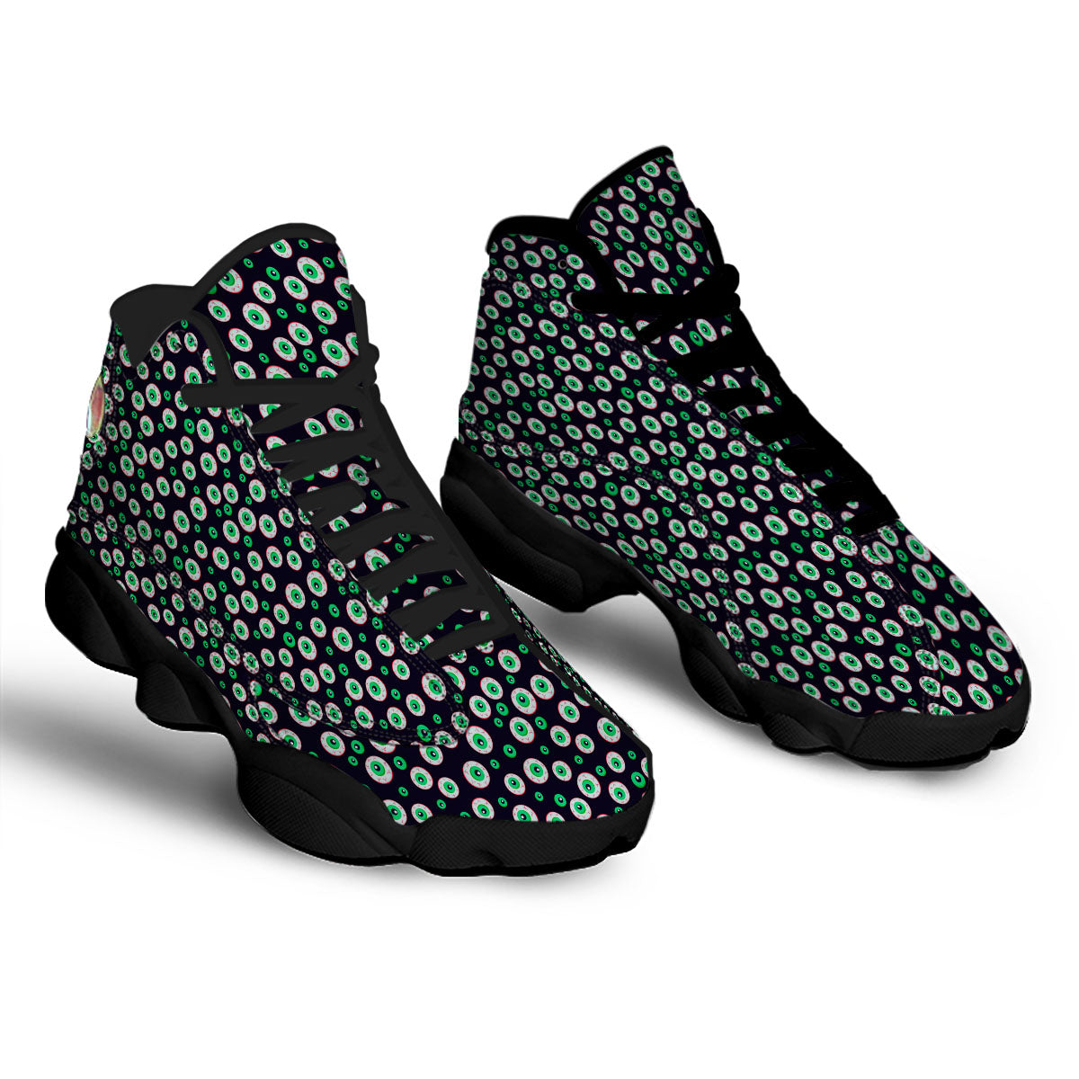 Eyeball Creepy Print Pattern Black Basketball Shoes-grizzshop