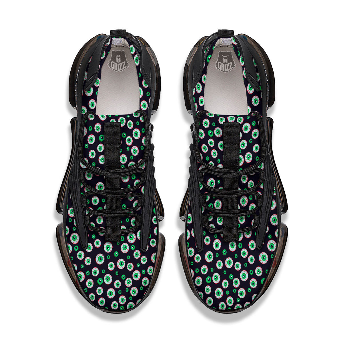 Eyeball Creepy Print Pattern Black Gym Shoes-grizzshop