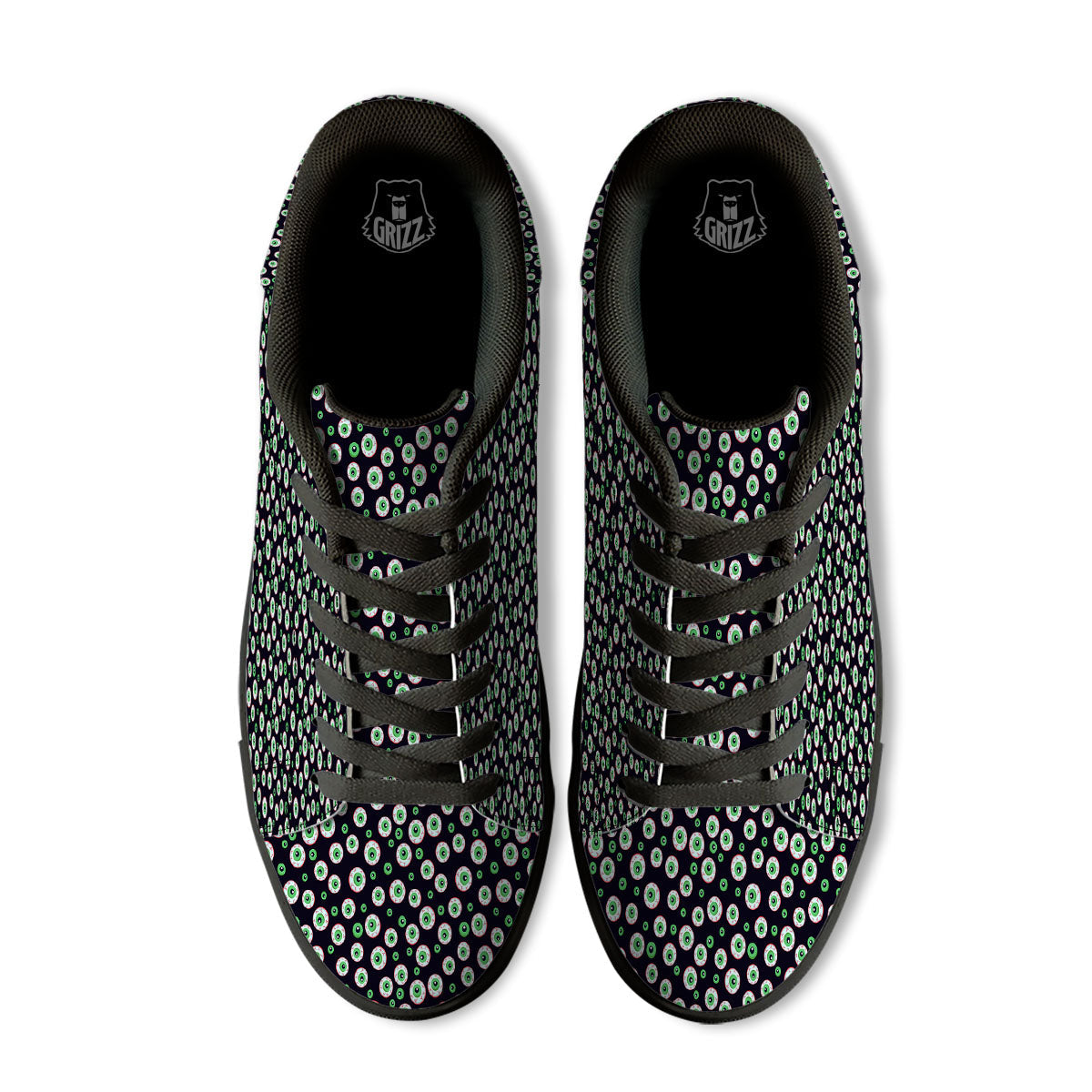 Eyeball Creepy Print Pattern Black Low Top Sneakers-grizzshop